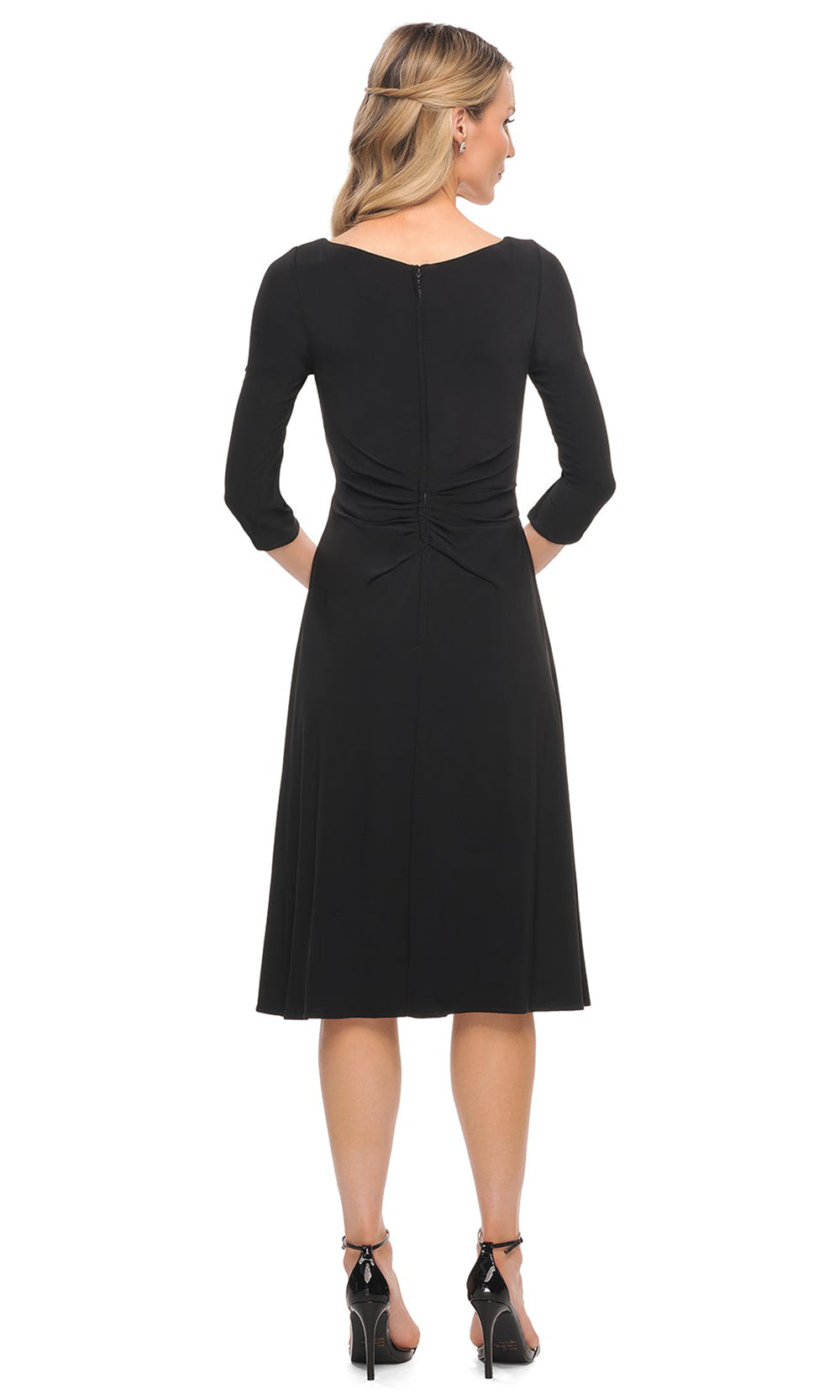 La Femme - 30069 Ruched A-Line Dress In Black