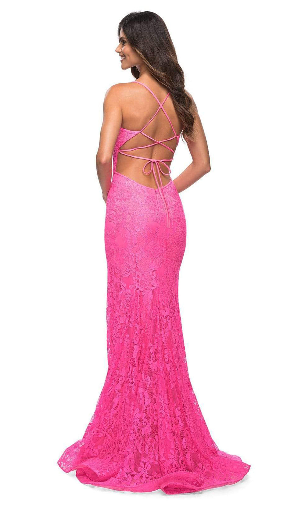 La Femme - 30171 Sleeveless Stretch Lace Gown In Pink