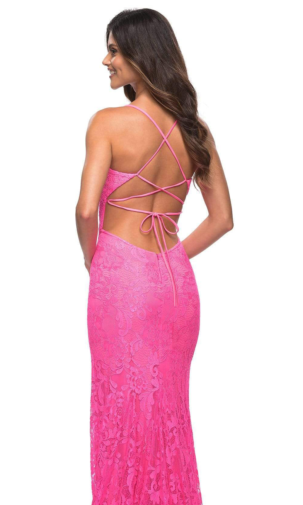 La Femme - 30171 Sleeveless Stretch Lace Gown In Pink