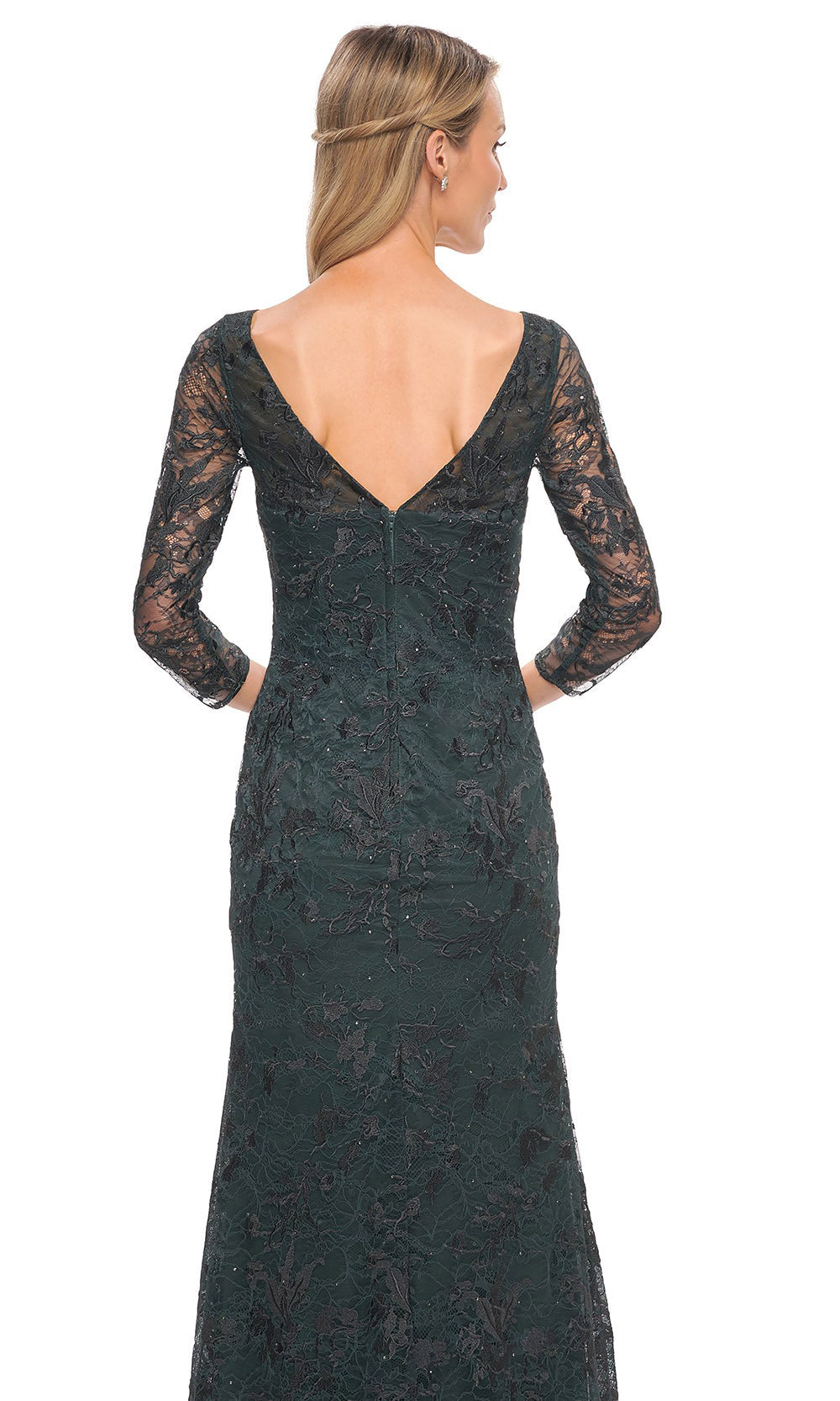 La Femme - 30317 Embroidered Sheer Lace Sheath Dress In Green