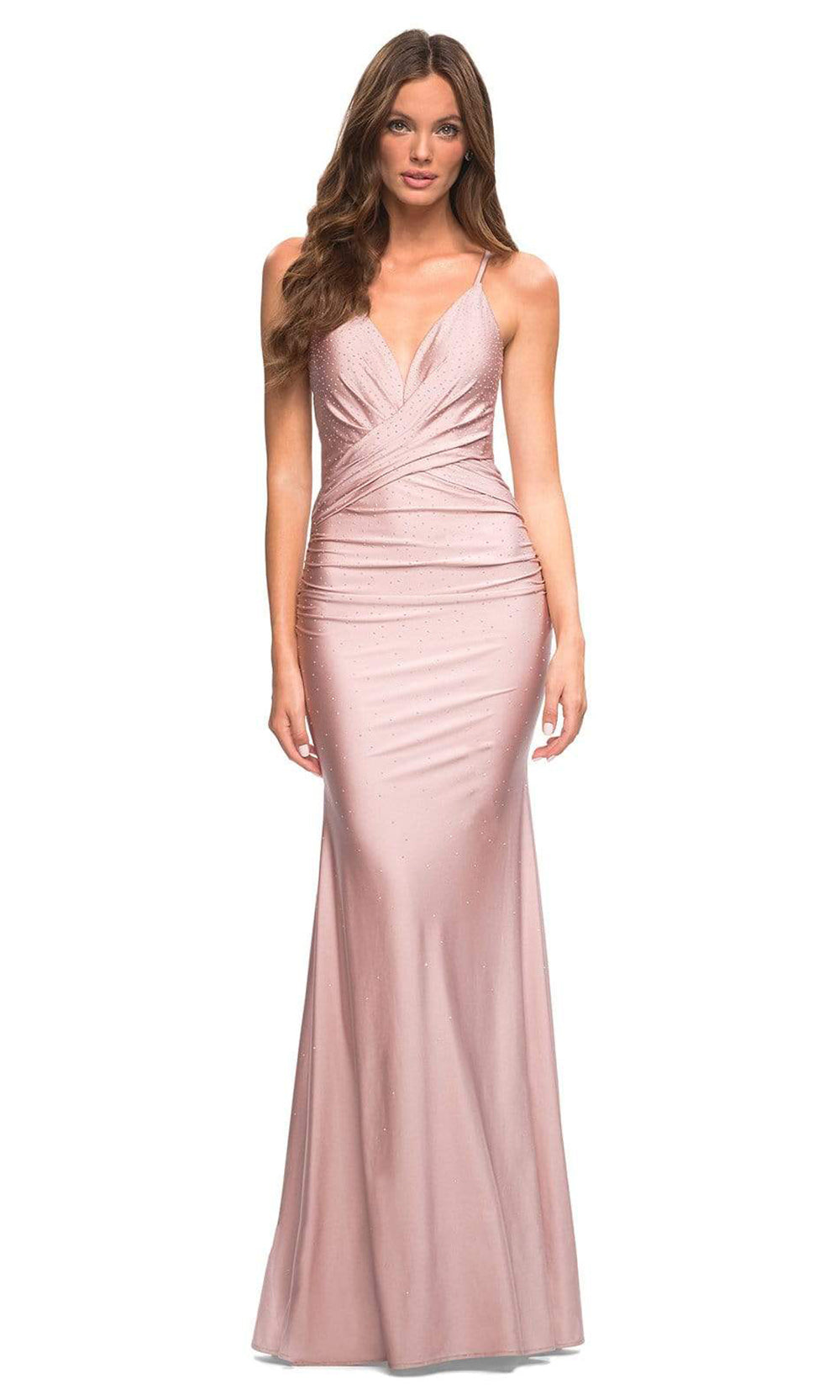 La Femme - 30340 Bejeweled Cross Bodice Gown In Mauve