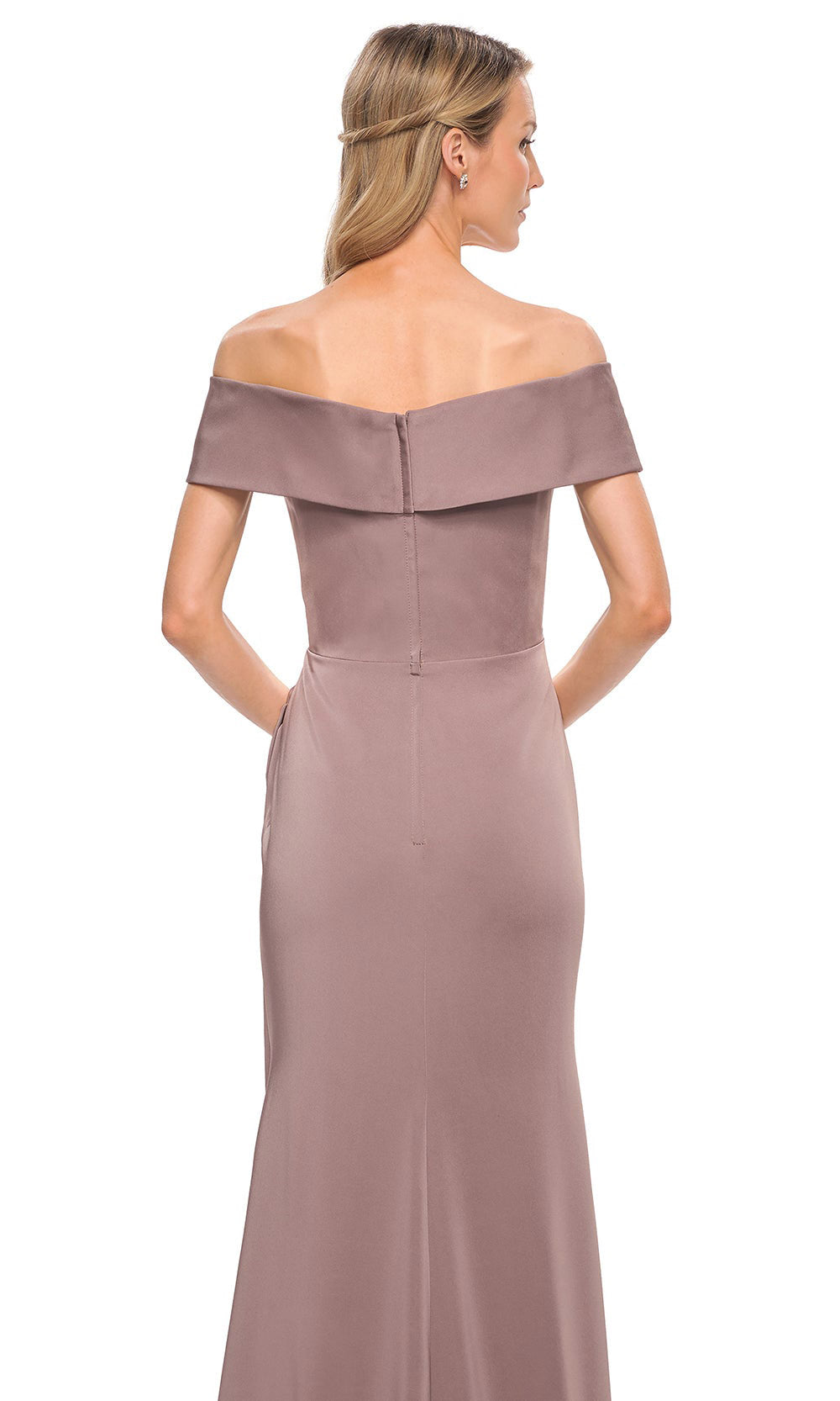 La Femme - 30397 Soft Ruched Satin Long Evening Dress In Brown