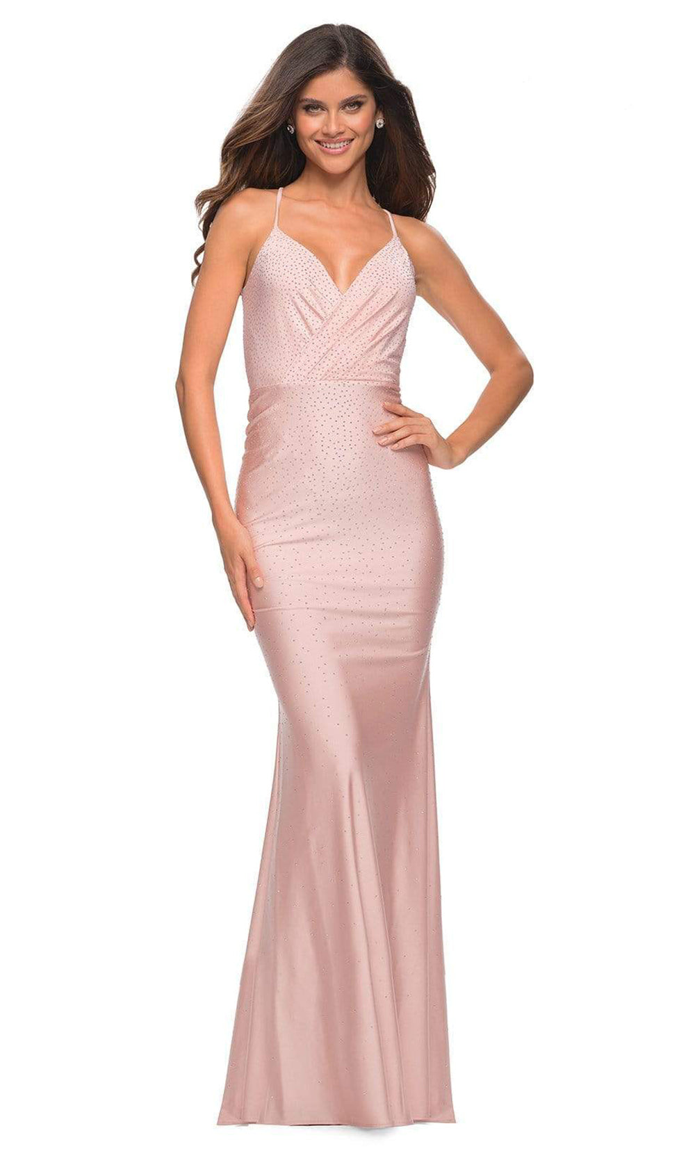 La Femme - 30463 Wrap Bodice Jersey Gown In Mauve