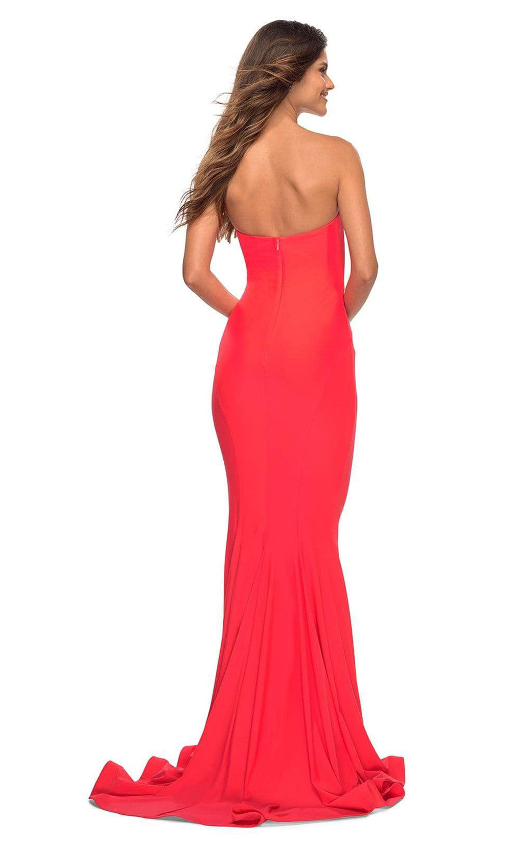 La Femme - 30759 Trumpet Minimalist Strapless Gown In Red
