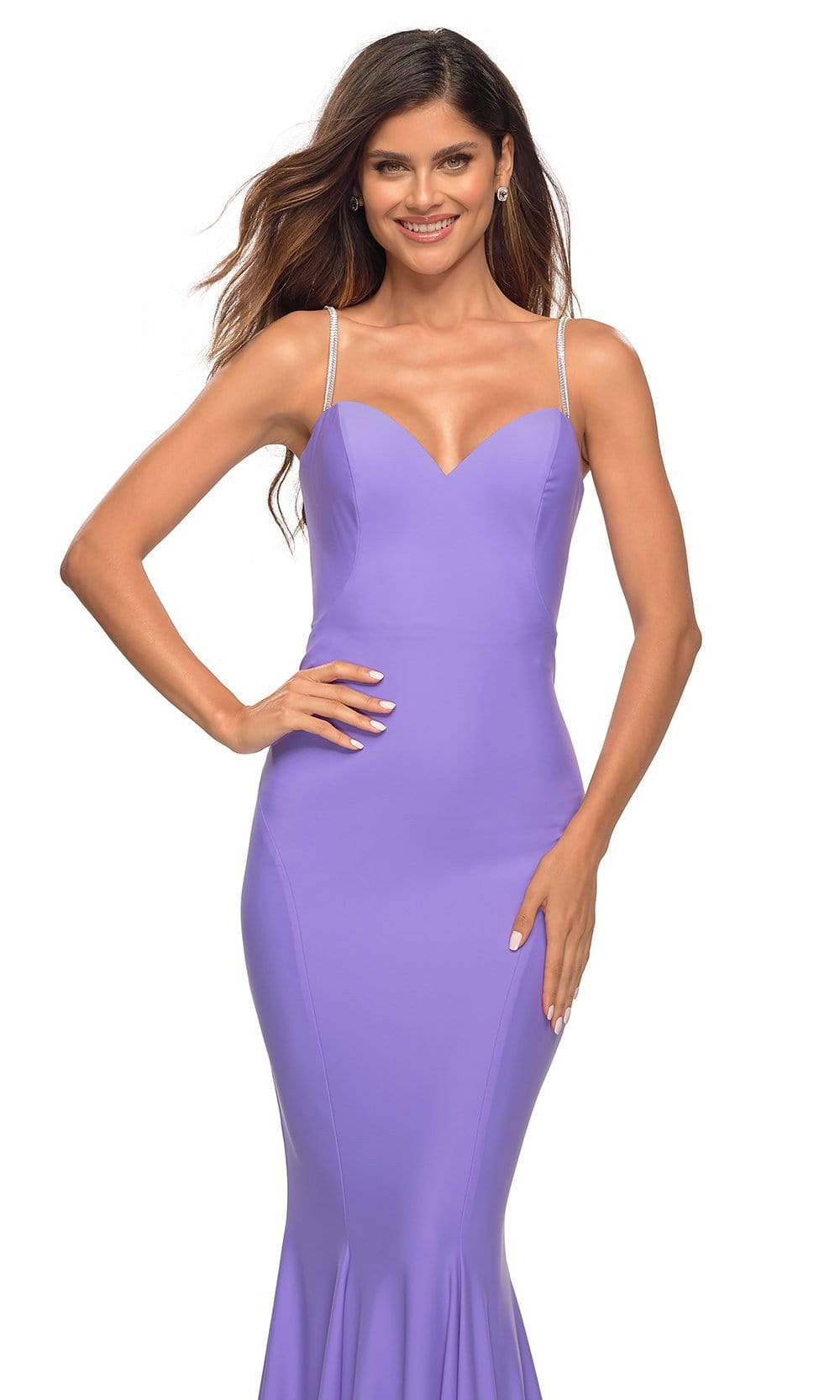 La Femme - 30782 Minimalist Trumpet Sweetheart Dress In Purple