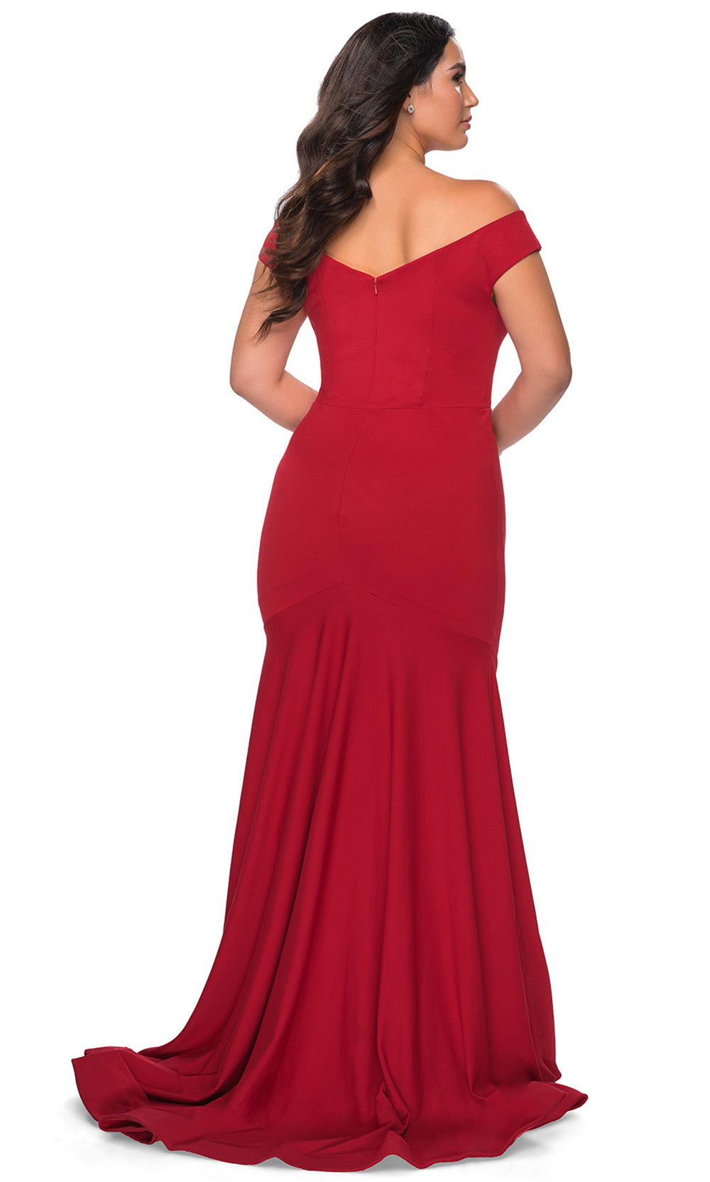 La Femme - 28963 Off Shoulder Bodice Jersey Dress In Red