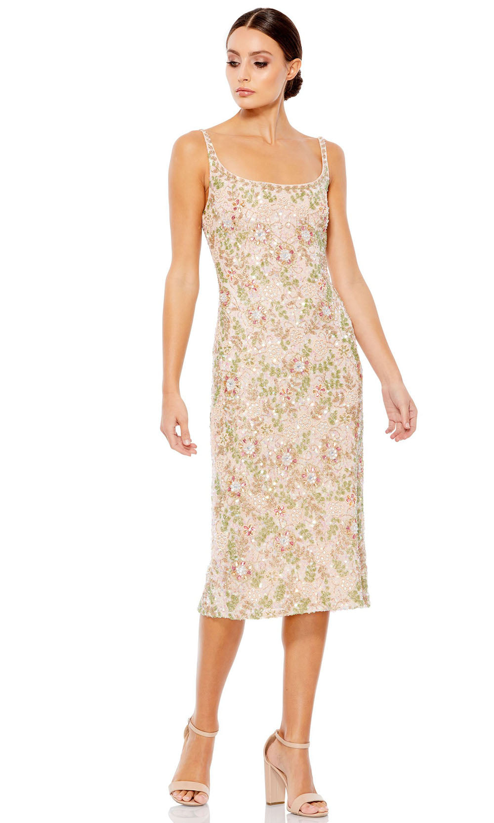 Mac Duggal - 10755D Sleeveless Embellished Fitted Dress In Neutral and Multi