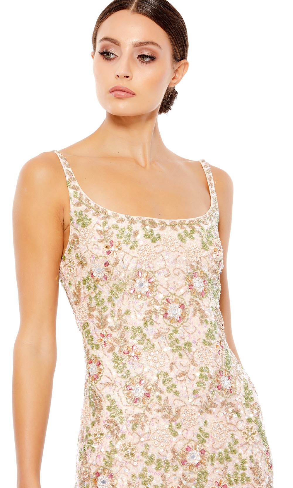 Mac Duggal - 10755D Sleeveless Embellished Fitted Dress In Neutral and Multi