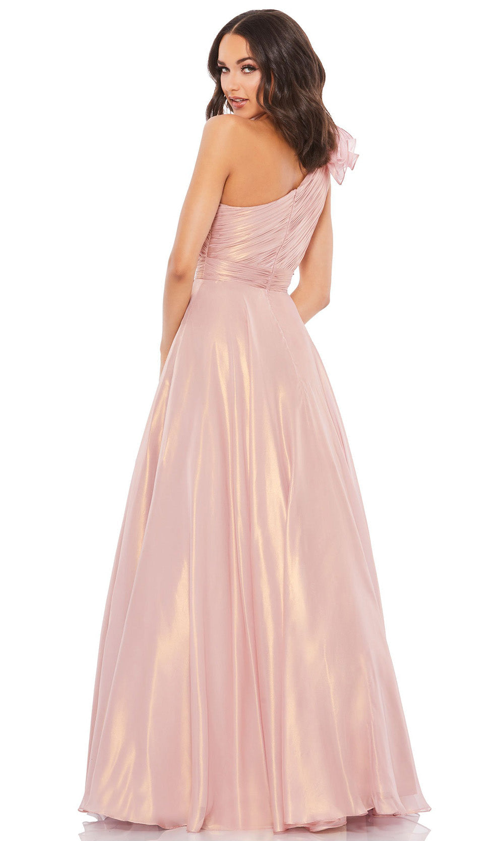 Mac Duggal - 49252M Floral Appliqued A-Line Dress In Pink