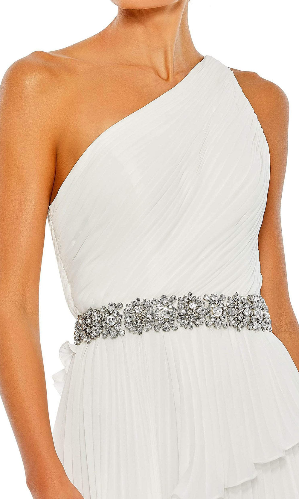 Mac Duggal - 49532 Ruched Greek Style High Low Dress In White