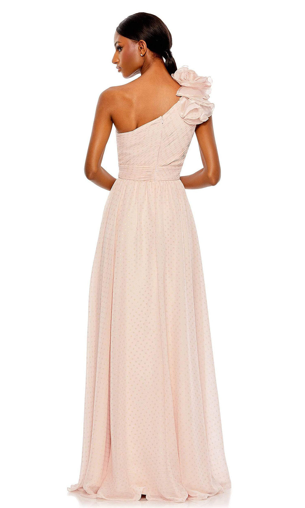 Mac Duggal - 49536 Ruffled One Shoulder Gown In Neutral