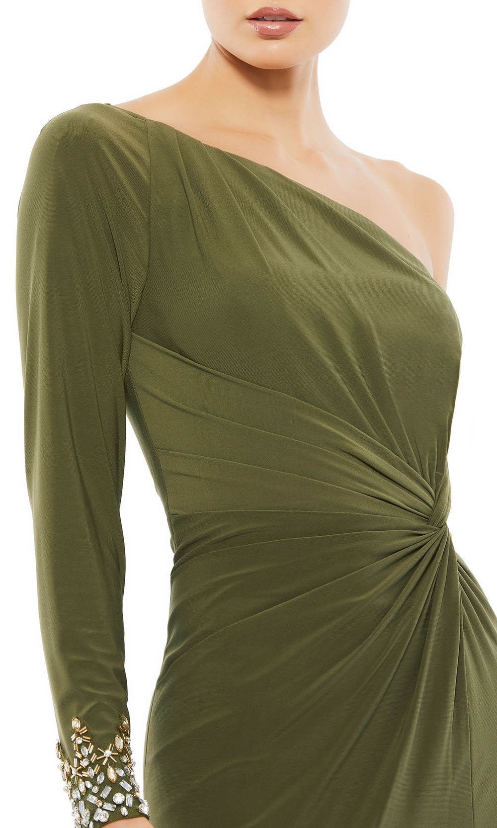 Mac Duggal - 55696 Knot Ornate Sheath Gown In Green