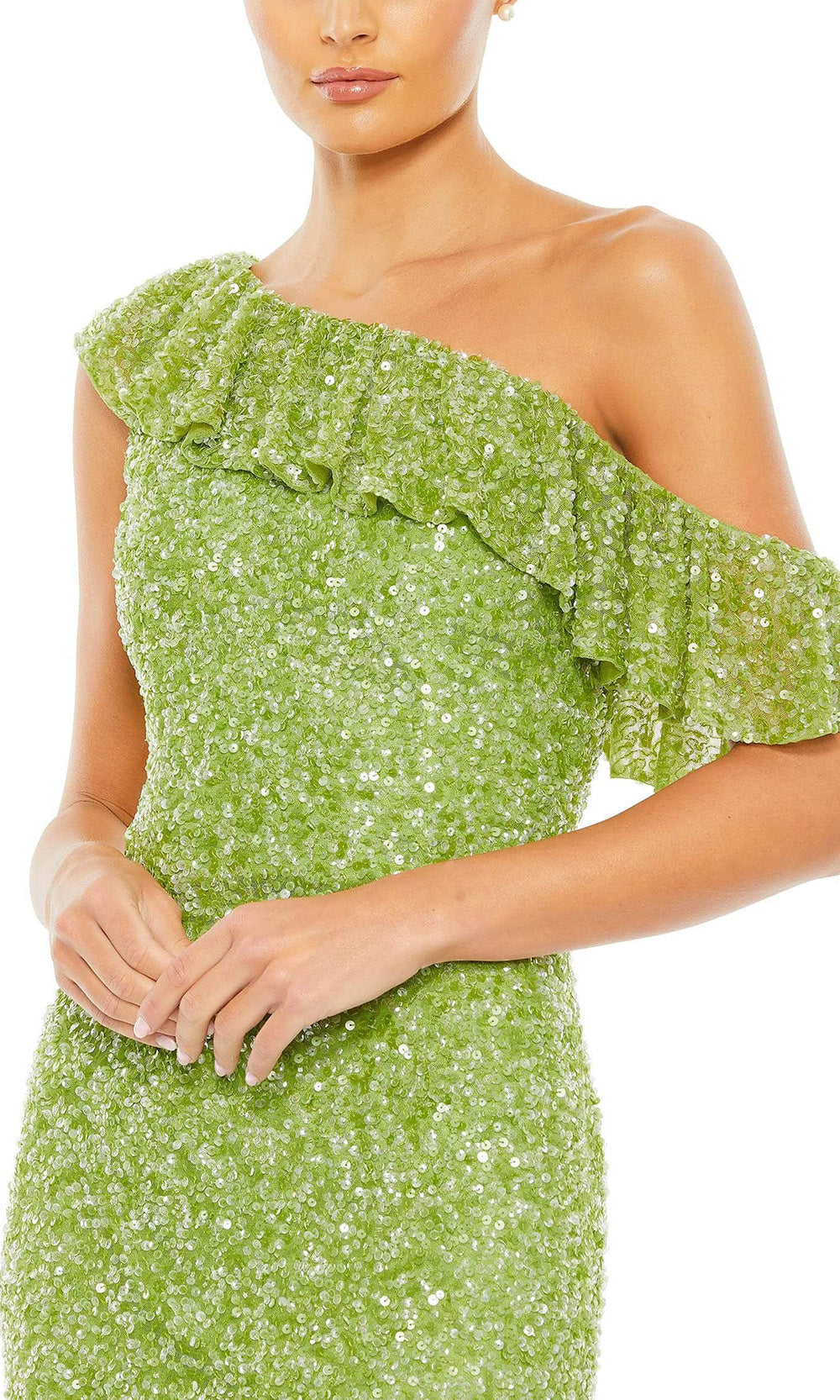 Mac Duggal - 5611 Ruffled One Shoulder Gown In Green