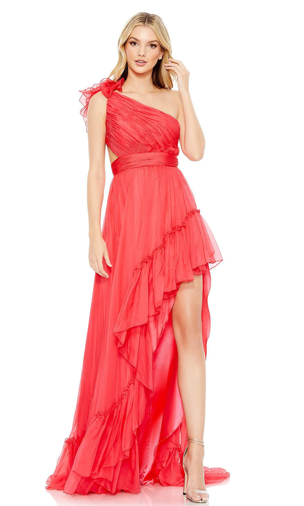 Mac Duggal - 67989 One Shoulder High Low Gown In Red