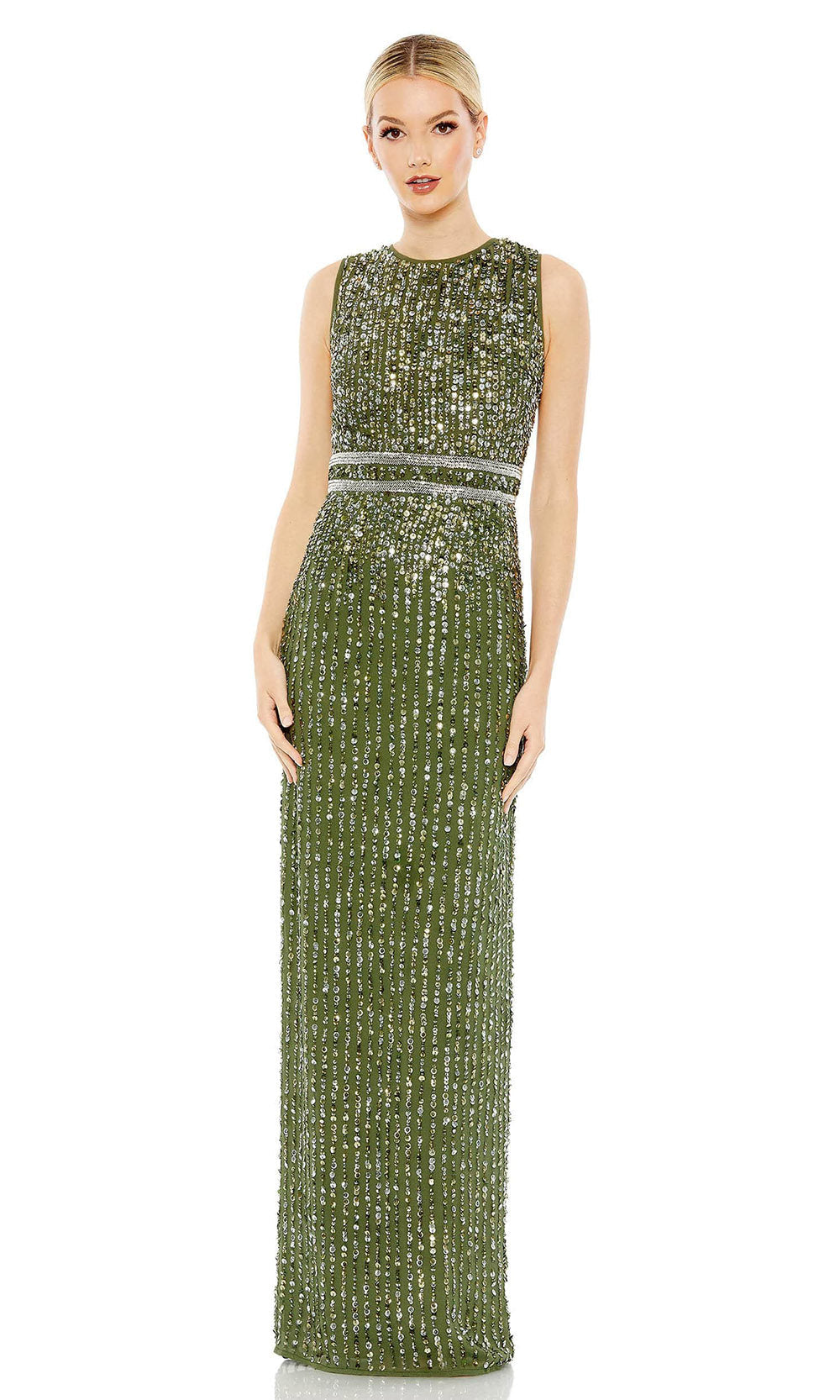 Mac Duggal - 93603 Sleeveless Beaded Sequin Gown In Green