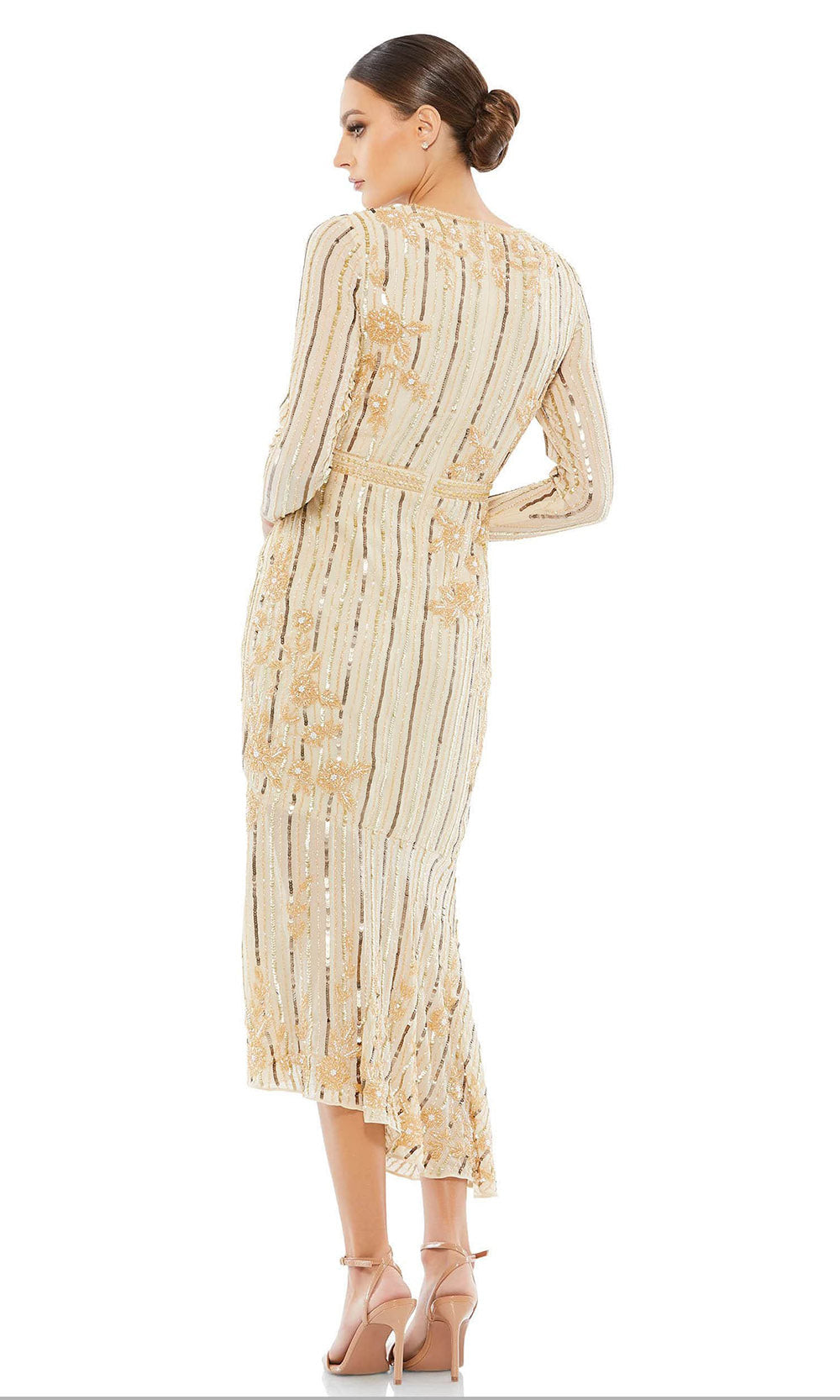 Mac Duggal - 93627 Fresh Sophisticated Midi Dress In Neutral