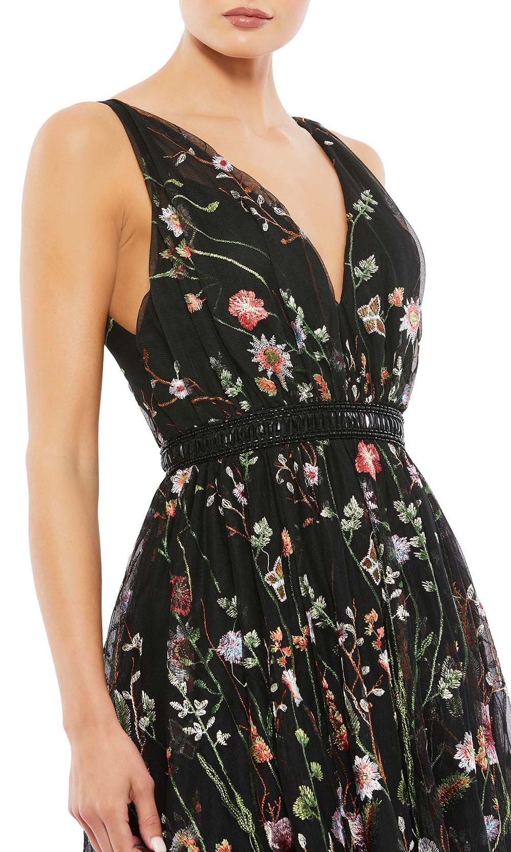 Mac Duggal Cocktail - 26557D Floral Embroidered Dress In Multi-Color