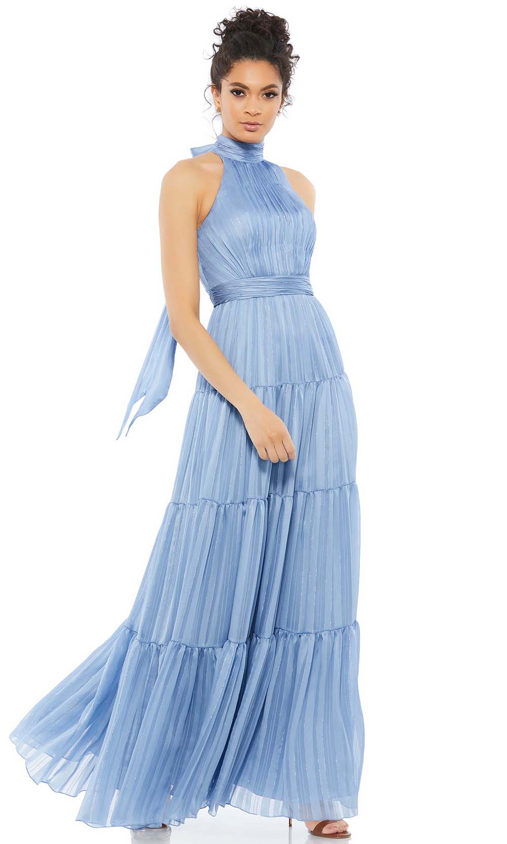 Mac Duggal Evening - 49515D High Halter Bow Ornate Dress In Blue