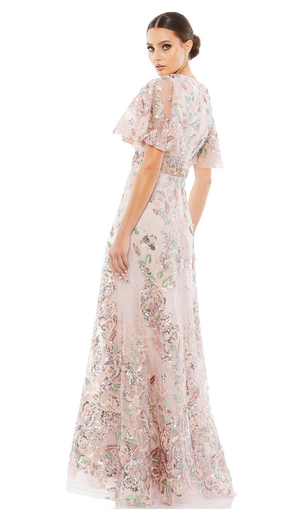 Mac Duggal Evening - 67880D Blossom Sequined A-Line Dress In Pink