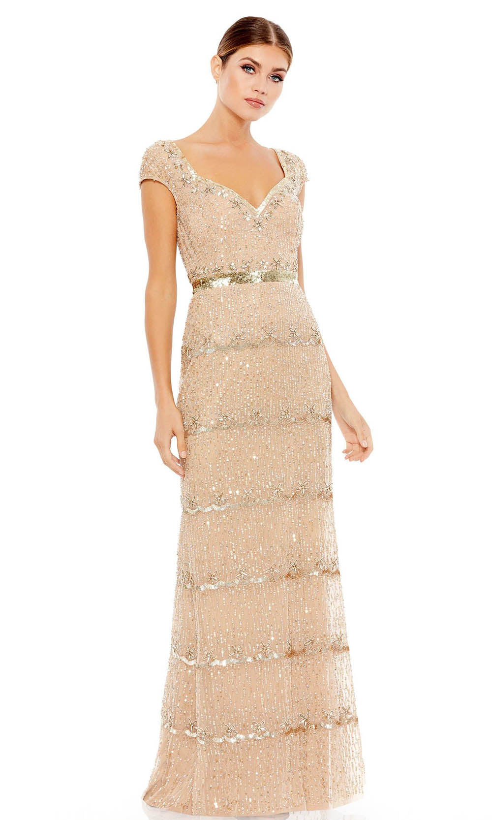 Mac Duggal Evening - 9089D Formal Column Embellished Dress In Neutral