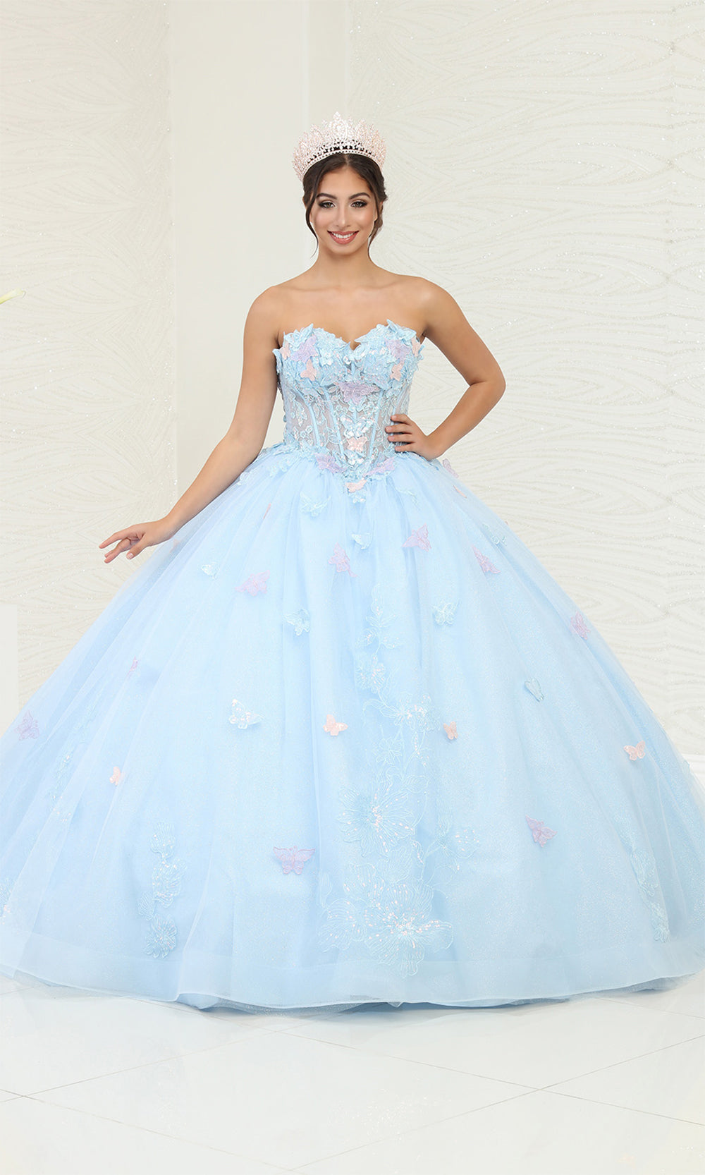 May Queen LK246 Baby Blue/Multi