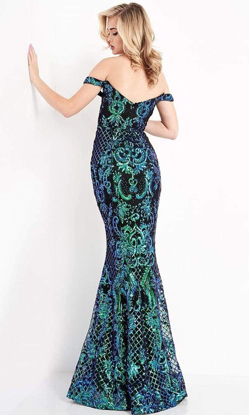 Jovani - JVN04515 Plunging Off Shoulder Neckline Embellished Gown Prom Dresses