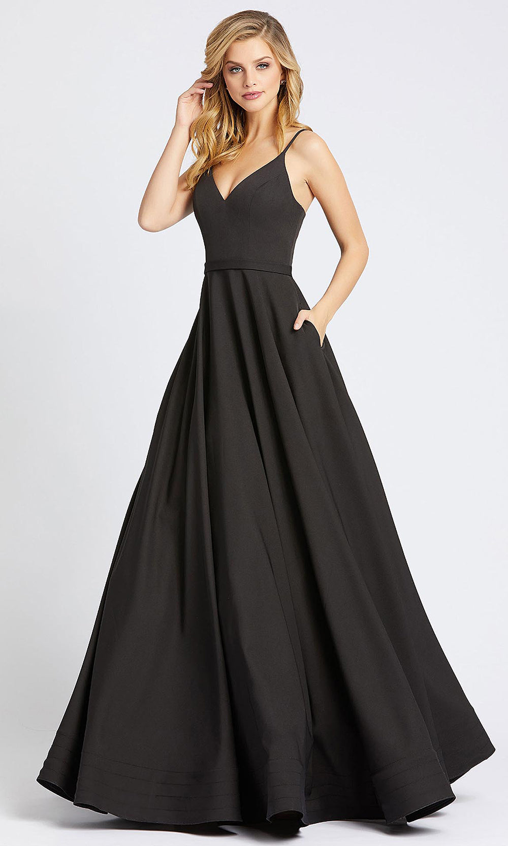 Mac Duggal - 48855I Sleeveless Fitted Bodice A-Line Dress In Black
