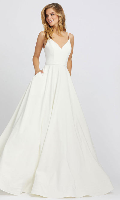 Mac Duggal - 48855I Sleeveless Fitted Bodice A-Line Dress In White & Ivory