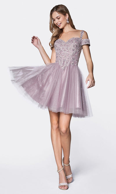 Ladivine - CD0132 Glitter Tulle A-Line Dress In Mauvegrade 8 grad dresses, graduation dresses
