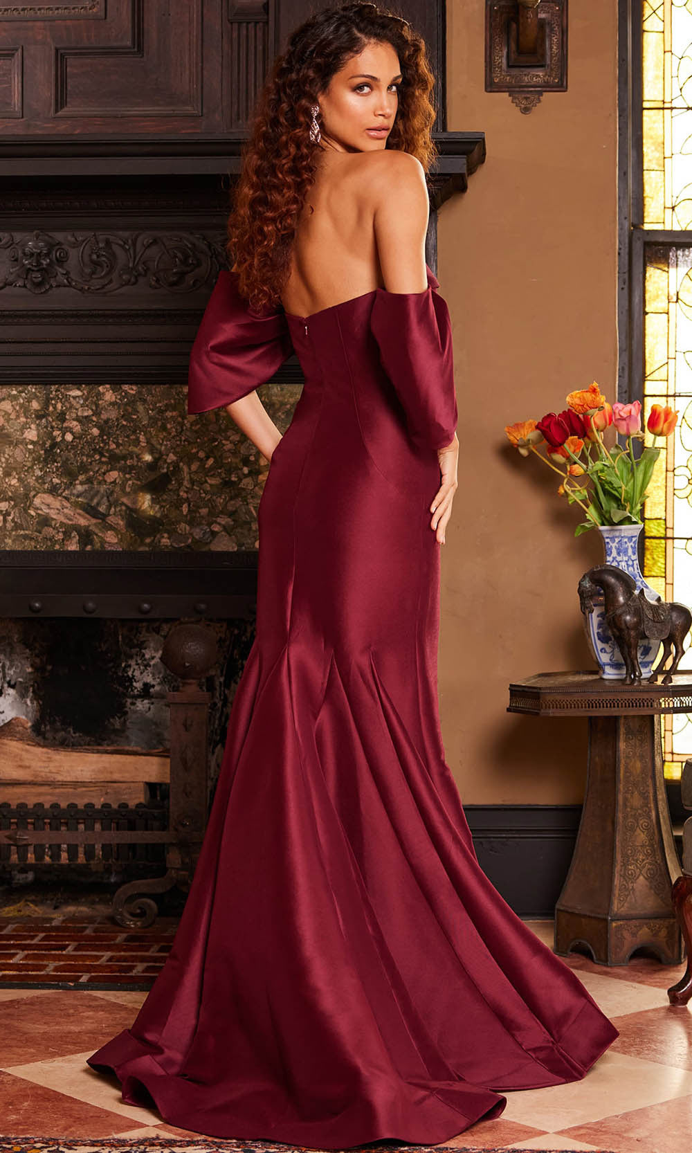 Jovani 23398 Burgundy Back