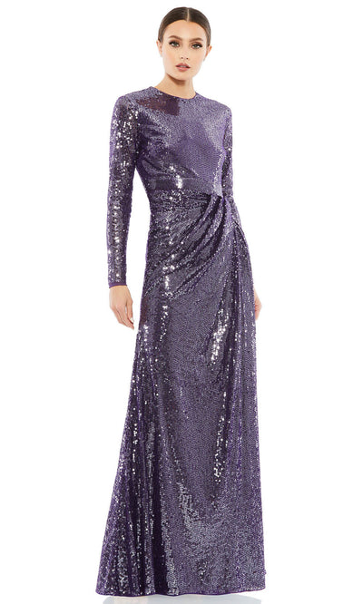 Mac Duggal - 10824 Long Sleeve Sequin Gown In Purple