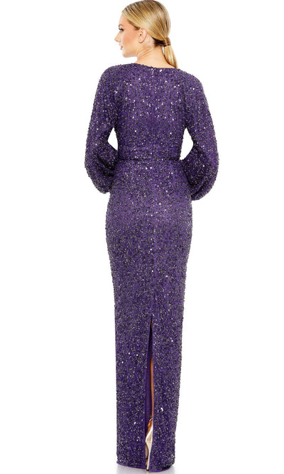 Mac Duggal - 10791 Sequined Sheath Gown In Purple
