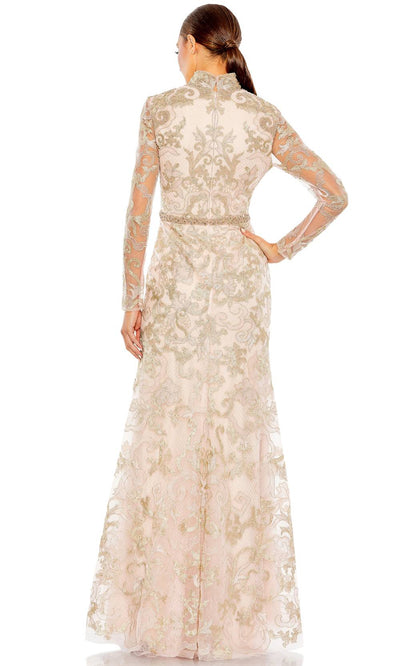 Mac Duggal - 11165D Long Sleeve Beaded Trumpet Gown In Blush