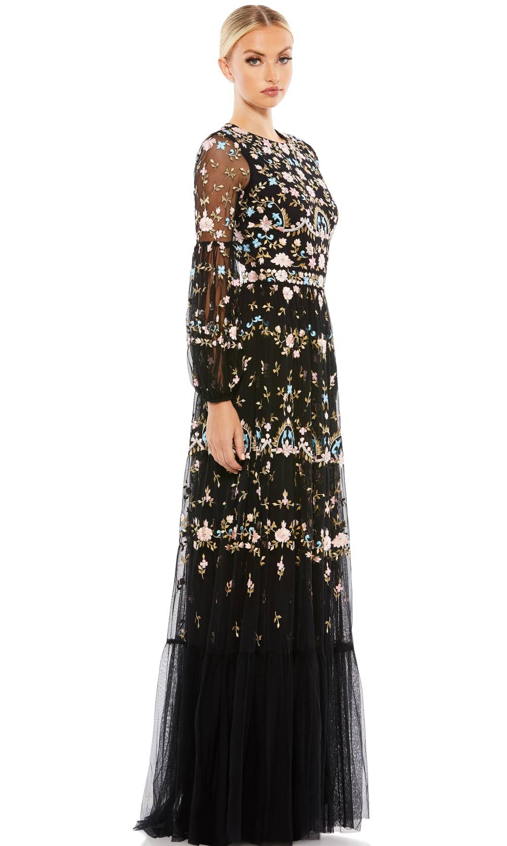 Mac Duggal - 35111 Sheer Embroidered Gown In Black