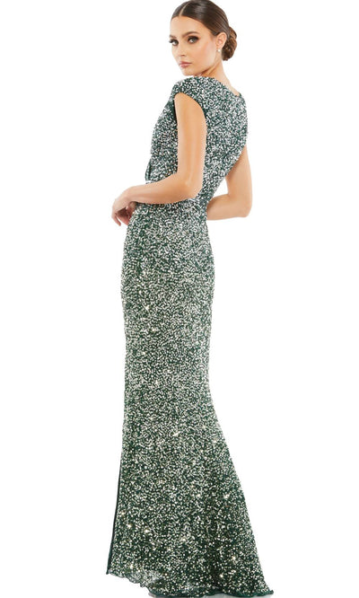 Mac Duggal - 5489 Ombre Sequined Sheath Gown In Green