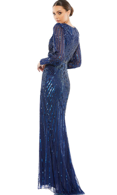 Mac Duggal - 5501 Bishop Sleeve Sequin Gown In Blue
