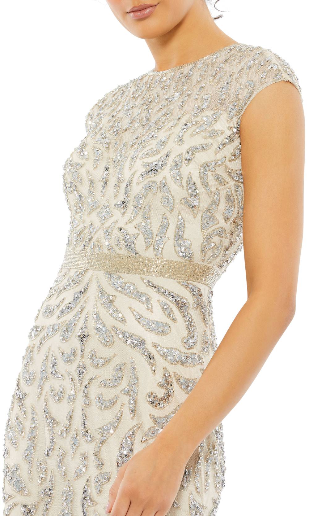 Mac Duggal 5532 In Silver Nude