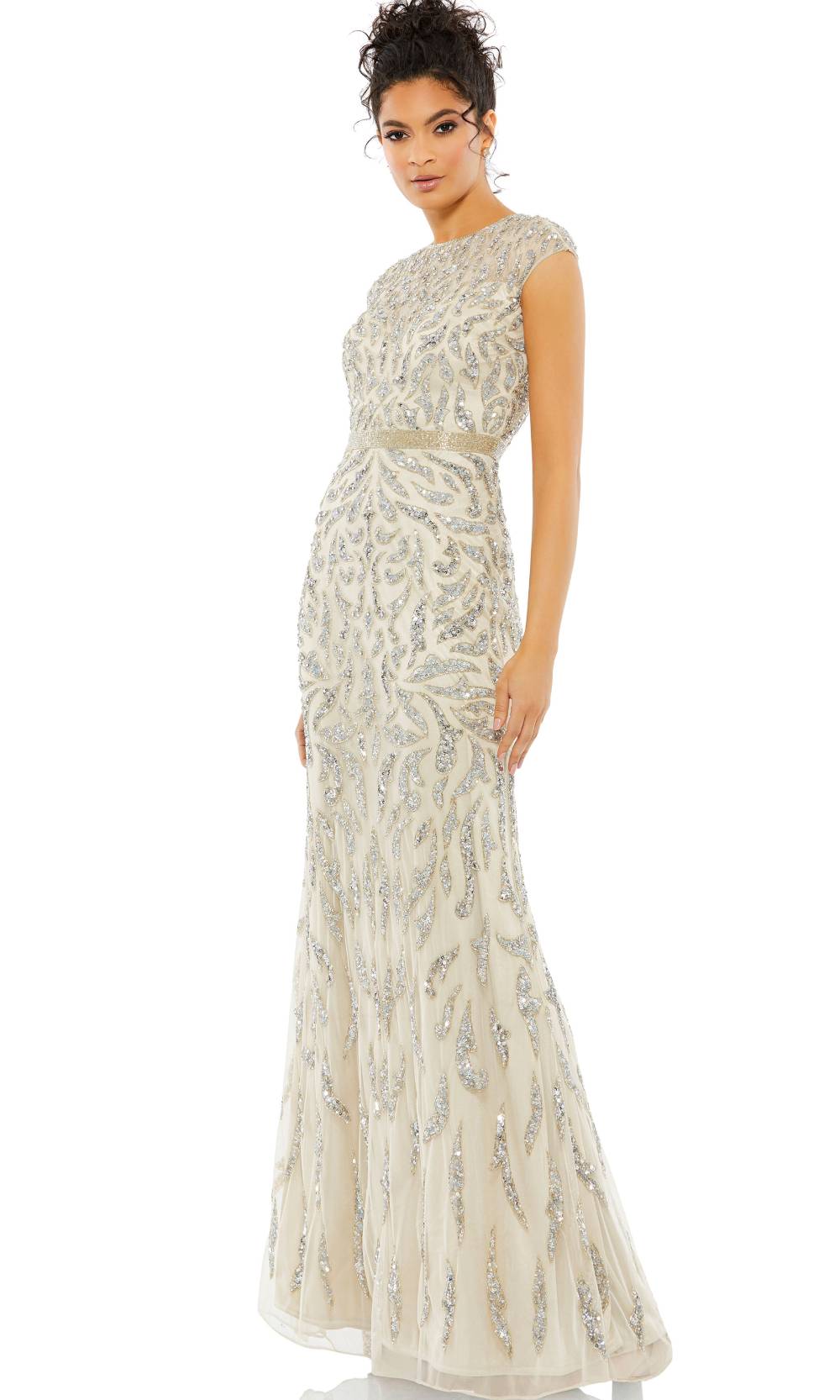 Mac Duggal 5532 In Silver Nude