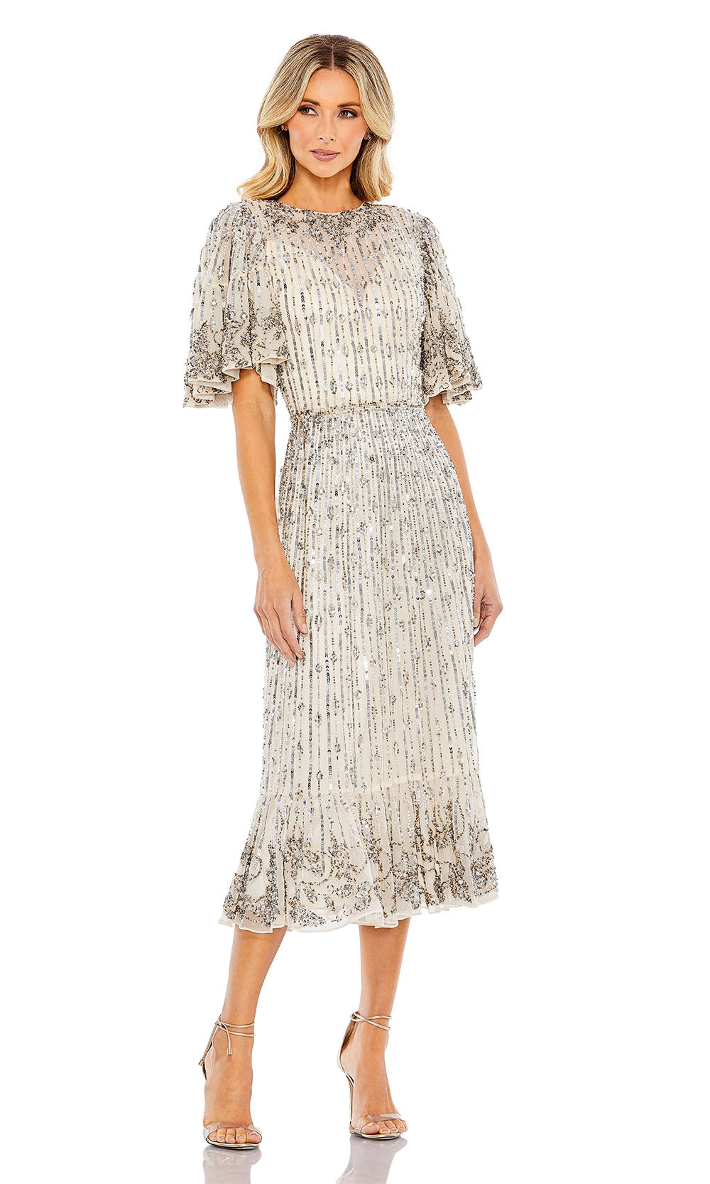 Mac Duggal 5579 Nude Silver