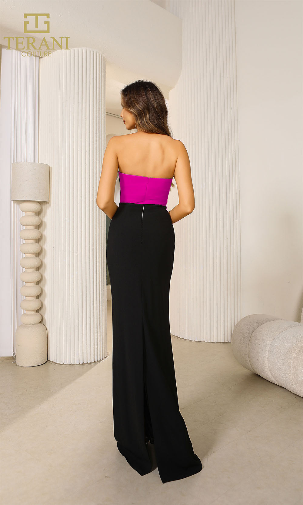 Terani Couture 251E4286 Black Fuchsia