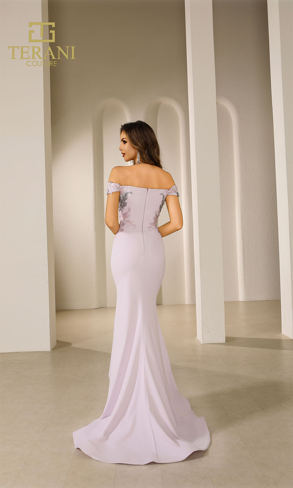 Terani Couture 251E4237 Lilac Grey