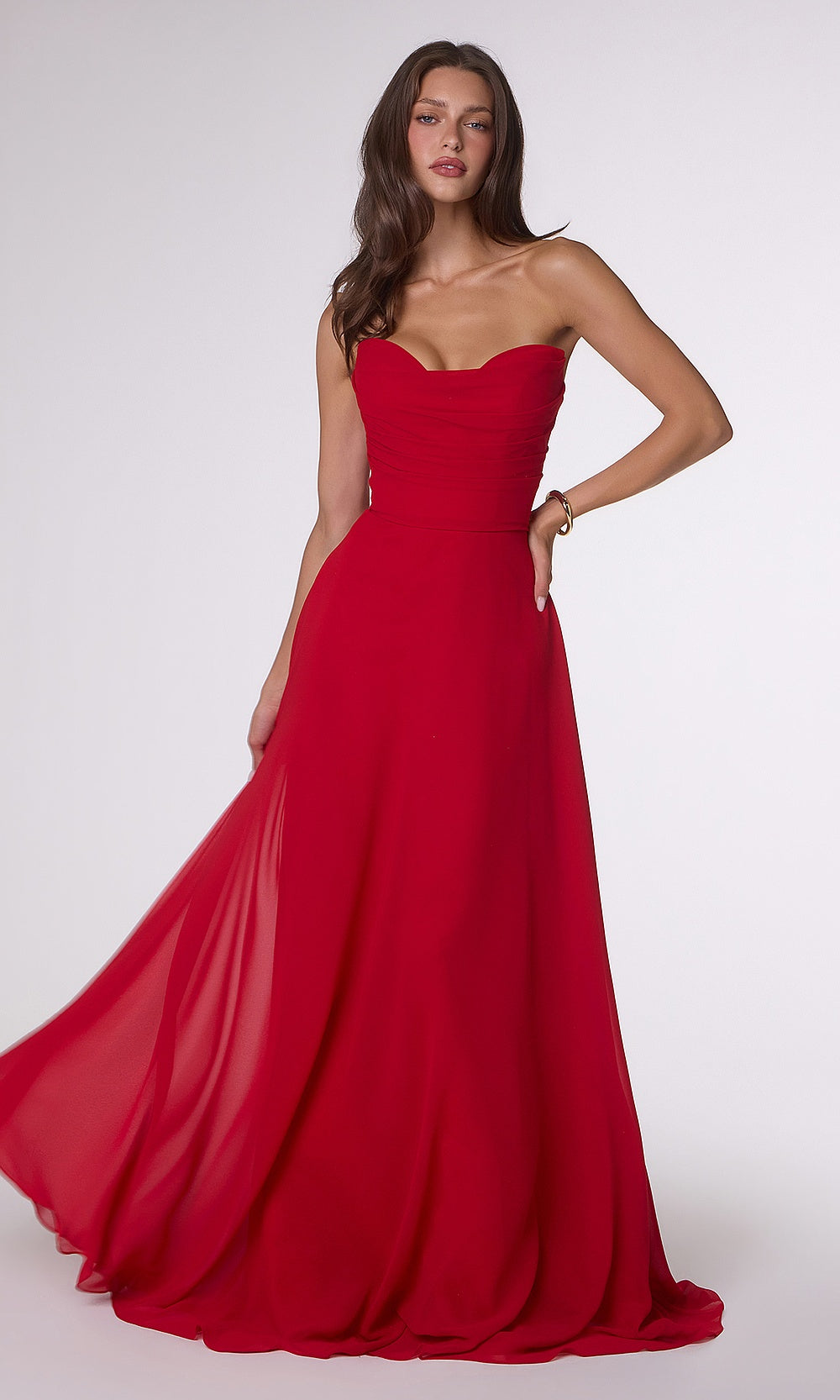 Ladivine T703 Bridesmaid Dress – Strapless Sweetheart Chiffon Evening Gown