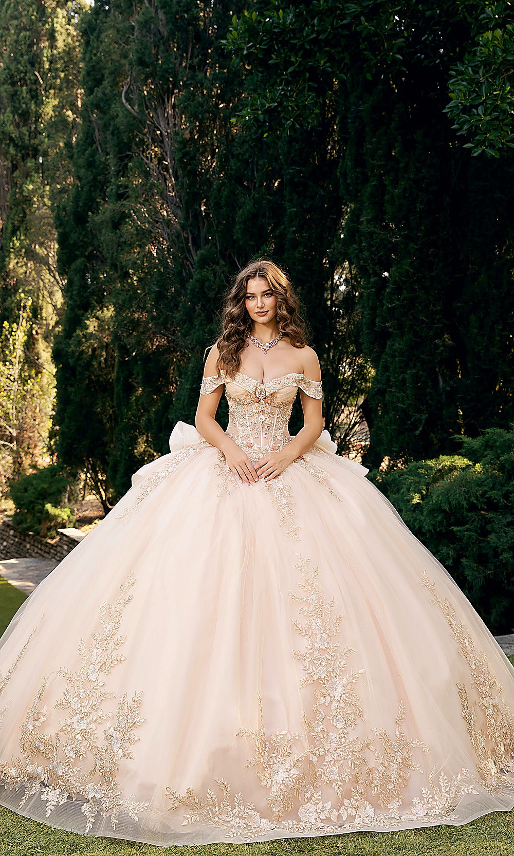 Bella Princess PQ1082 Champagne Gold Quinceanera Ball Gown Dress