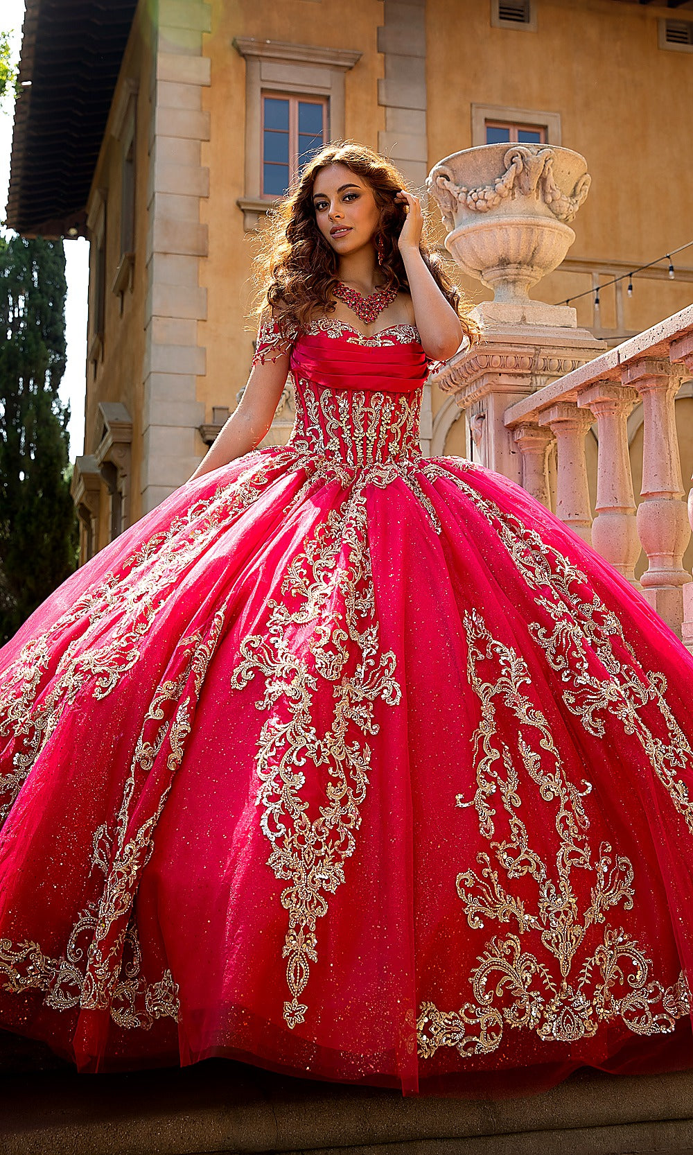 Bella Princess PQ1086 Red Quinceanera Ball Gown Dress