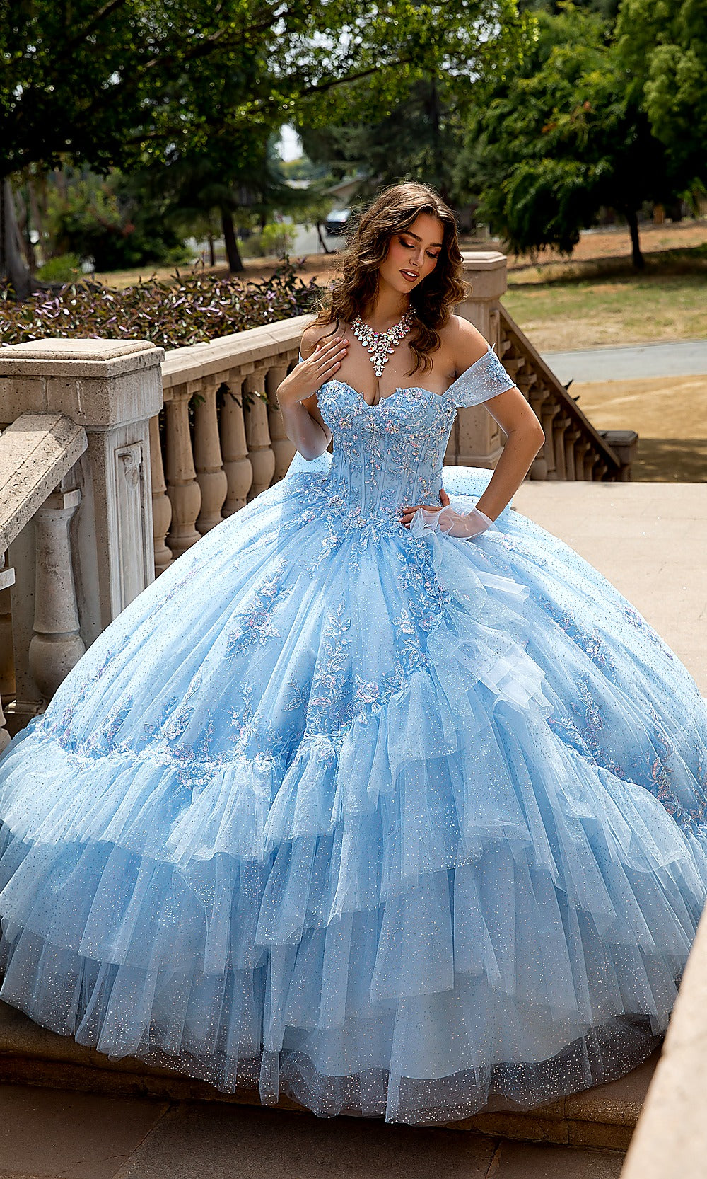 Bella Princess PQ1092 Princess Blue Quinceanera Ball Gown Dress