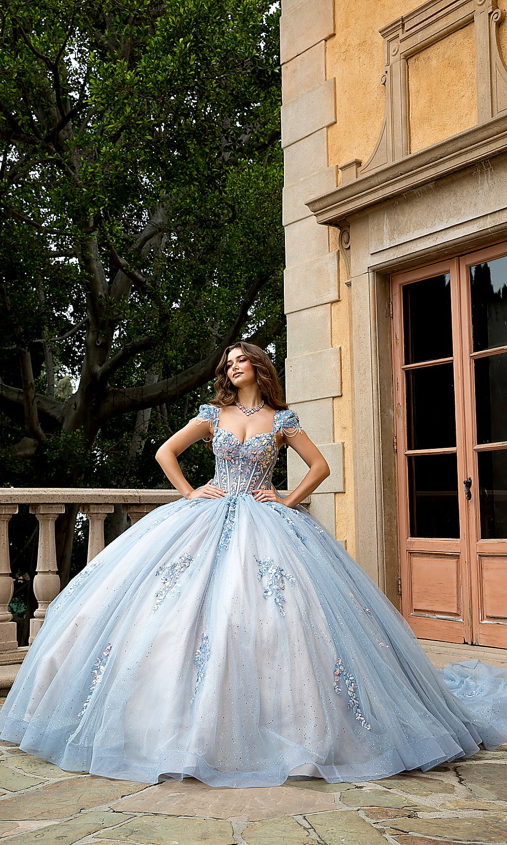 Bella Princess PQ1094 Blue Quinceanera Ball Gown Dress