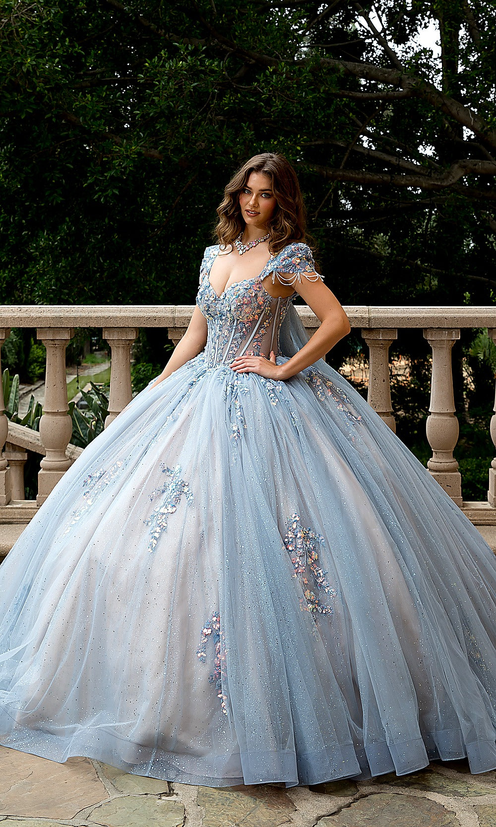 Bella Princess PQ1094 Blue Quinceanera Ball Gown Dress