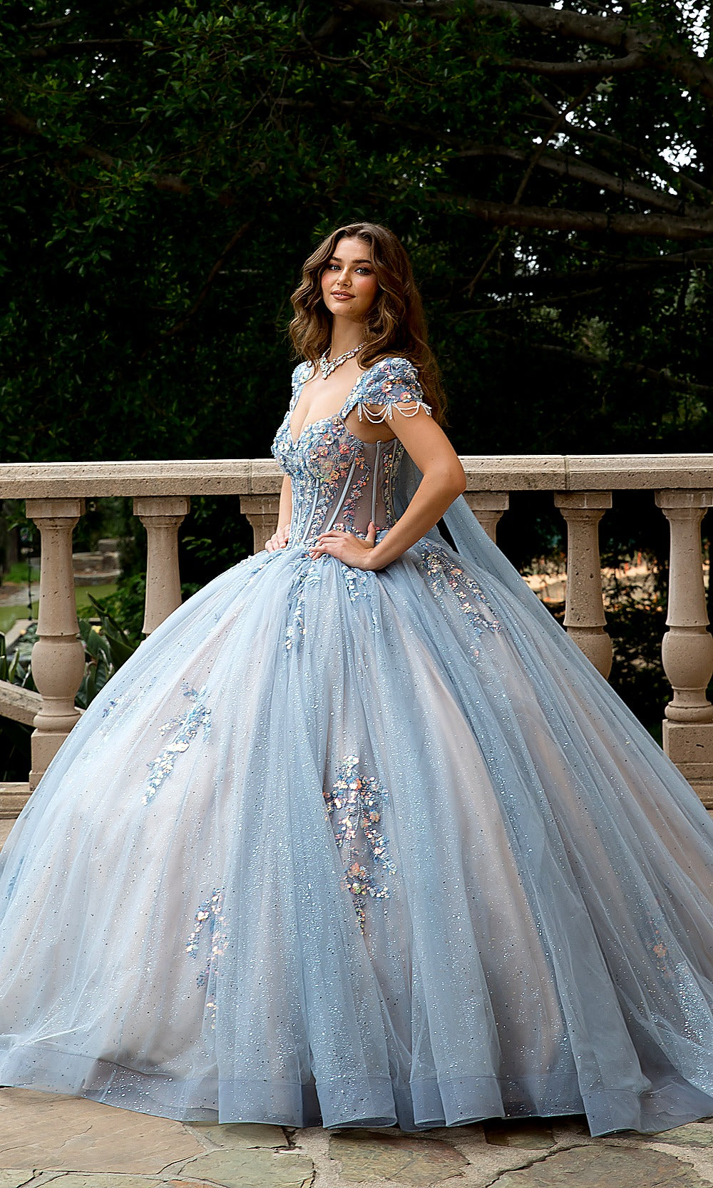 Bella Princess PQ1094 Blue Quinceanera Ball Gown Dress