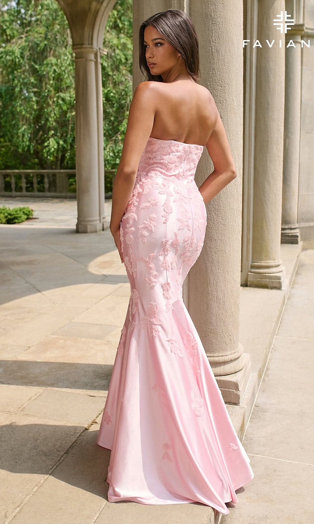 Faviana 11271 Strapless Sweetheart Mermaid Gown with Beaded Floral Appliqués & Train