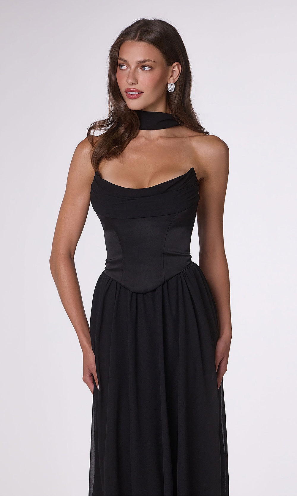 Amoris by Ladivine T741 Wedding Guest Gown – Strapless Corset Chiffon A-Line